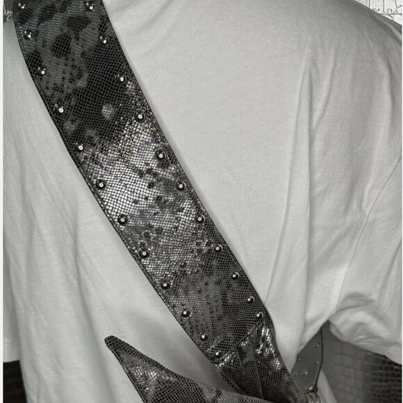Per Se Faux Snake Skin Silver Gray Leather Belt Ladies Size XL - Picture 3 of 7